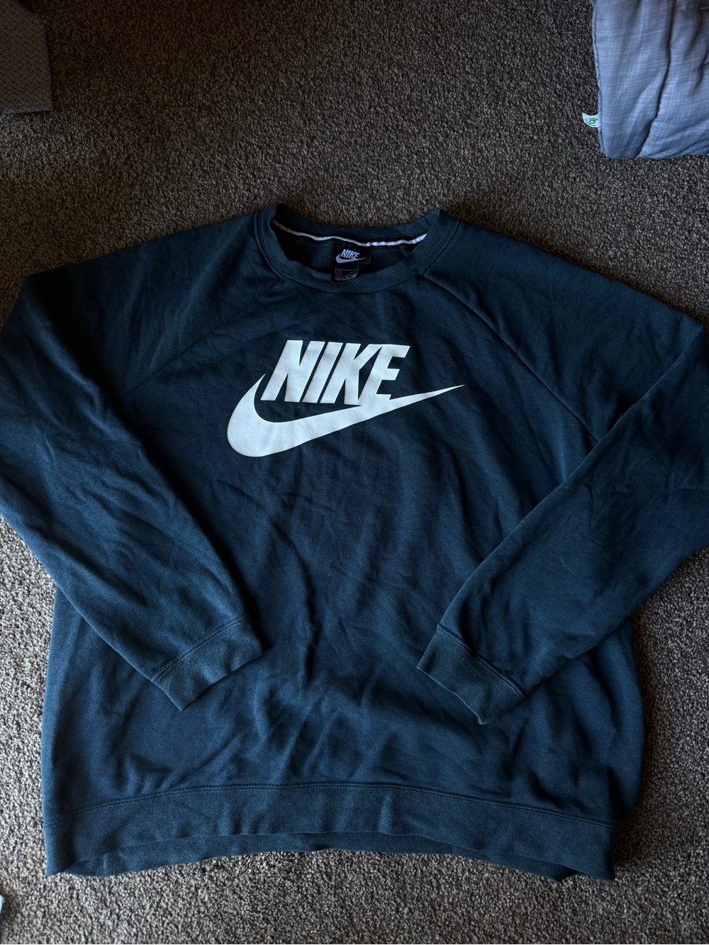Nike Men’s Navy Crewneck Sweatshirt with White Swoosh